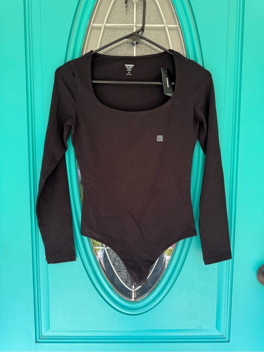 Express Black Long-Sleeve Scoop-Neck Bodysuit